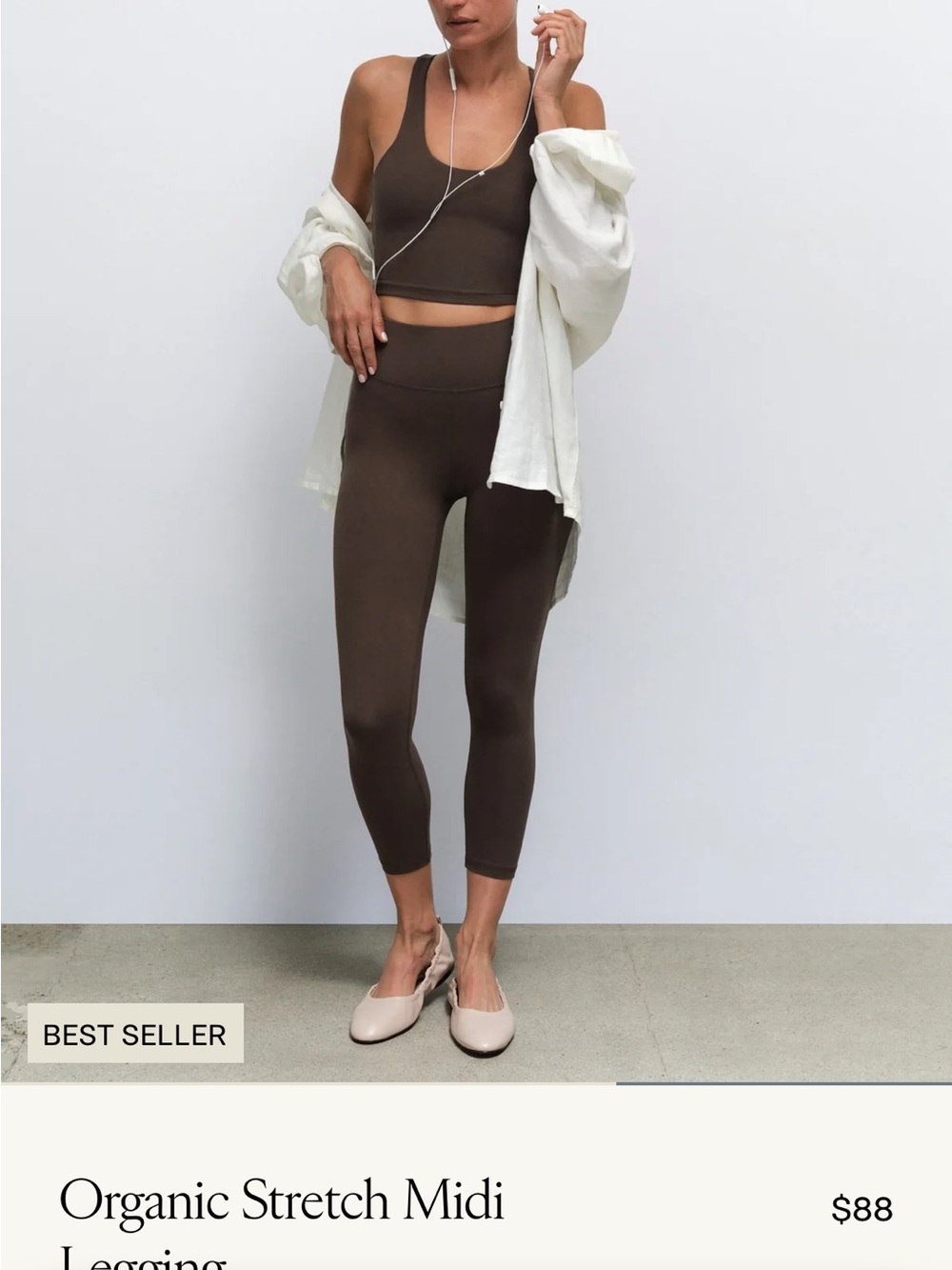 Mate the Label Organic Stretch Midi Legging in Mocha Size M